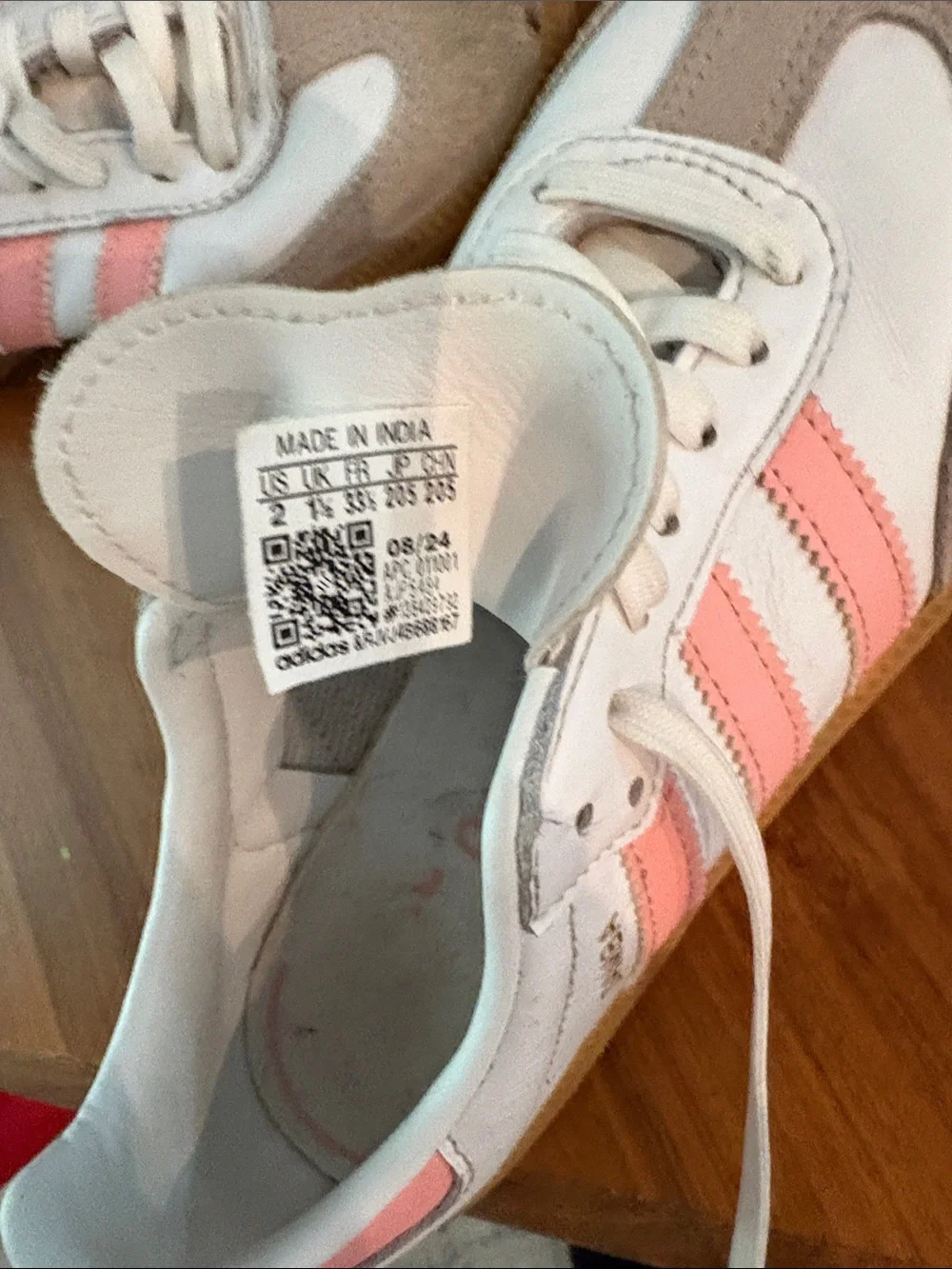 adidas Kids White Pink Striped Sneakers